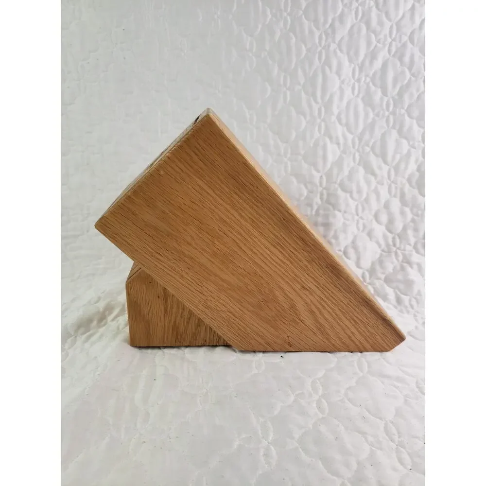 Cutco 13 Slot Solid Oak Knife Block 12 Knives 1 Sharpener Hole USA